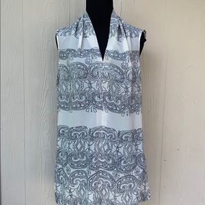 Cabi # 3091  scrollwork sleeveless tunic blouse